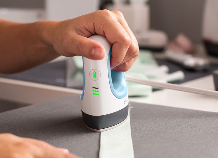 Cricut EasyPress Mini - Zen Blue product in use