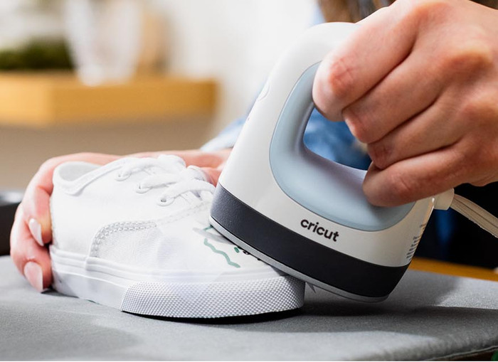 Cricut EasyPress Mini - Zen Blue product in use