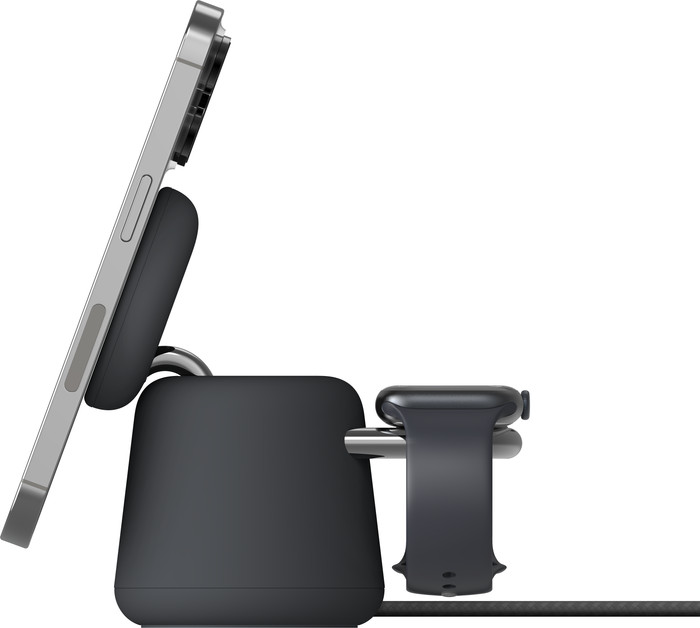 Belkin MagSafe and Qi2 2-in-1 Wireless Charger 15W with Stand Black right side