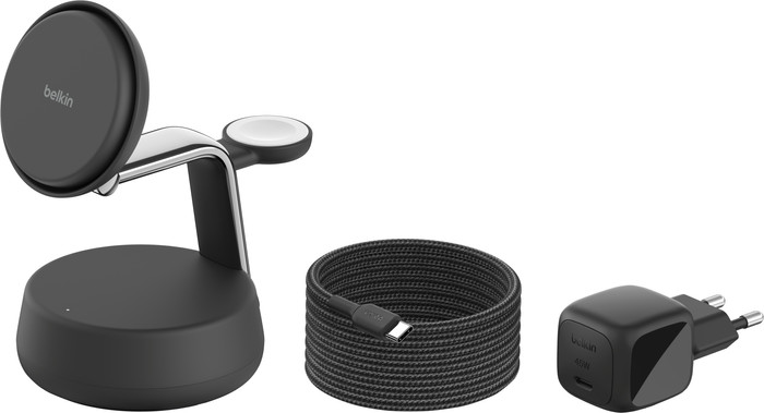 Belkin UltraCharge 3-in-1 MagSafe Wireless Charger with Stand Qi2 25W Black accessory