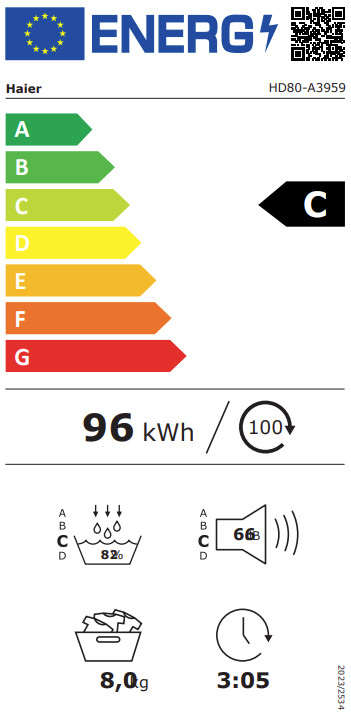 Haier HD80-A3959 energy label
