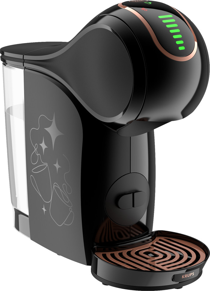 Krups Dolce Gusto Genio S Touch + Starbucks Kaffeetassen und Kaffeepaket linke seite