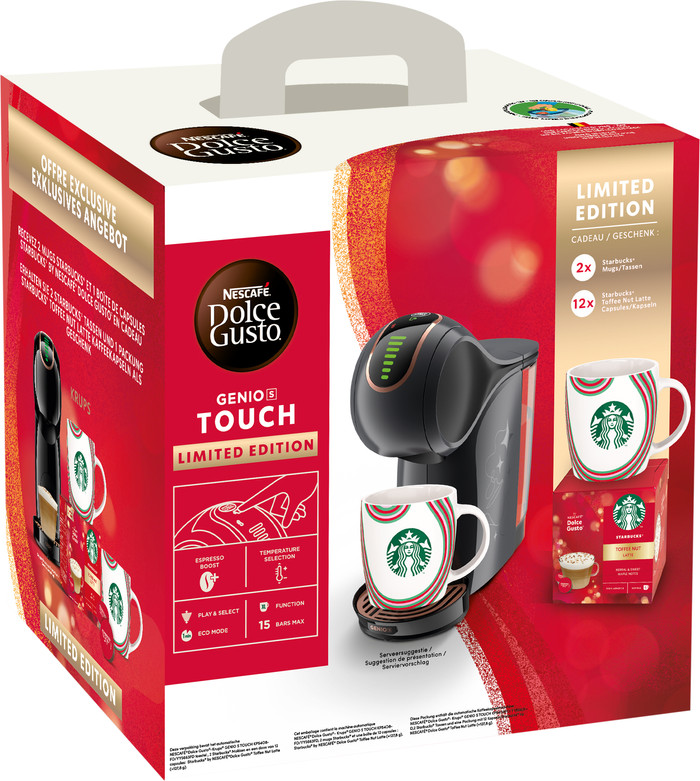 Krups Dolce Gusto Genio S Touch + Starbucks Kaffeetassen und Kaffeepaket verpackung