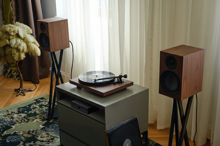 Pro-Ject Colourful Audio System E Brown product in use