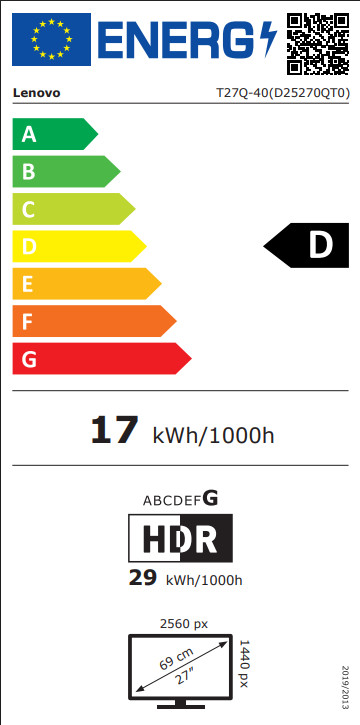 Lenovo ThinkVision T27Q-40 energielabel