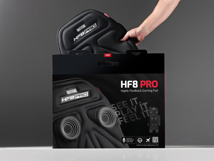 Next Level Racing HF8 PRO Haptic Feedback Gaming Pad packaging