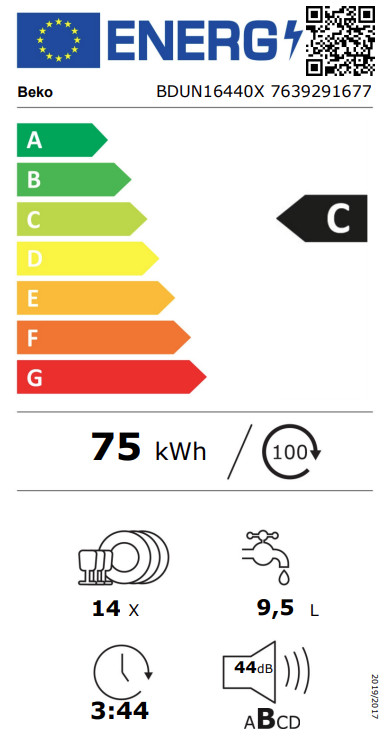 Beko BDUN16440X energielabel