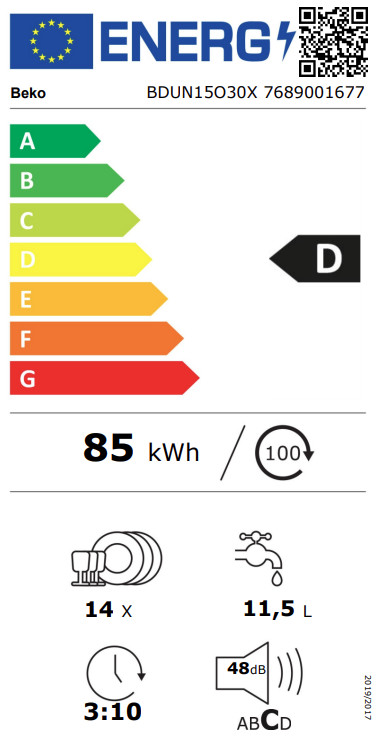 Beko BDUN15O30X energielabel