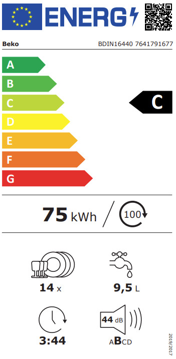 Beko BDIN16440 energielabel