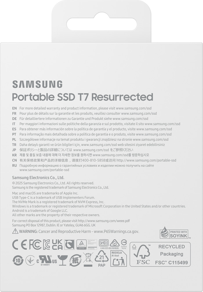Samsung T7 Resurrected Portable SSD 1TB verpackung