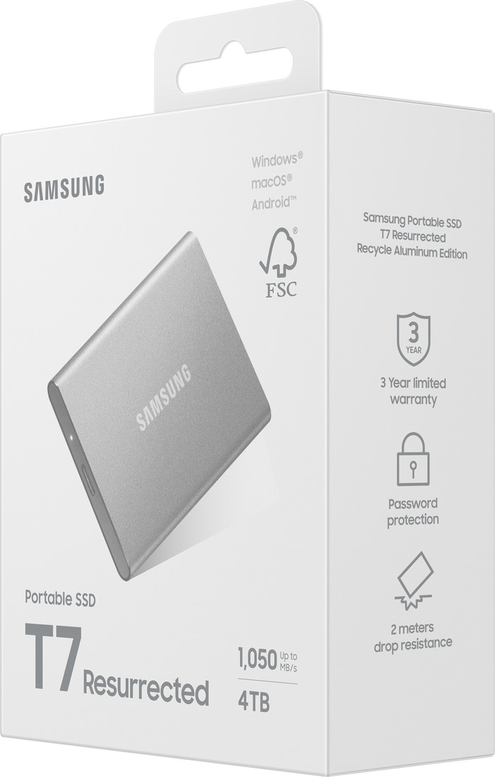 Samsung T7 Resurrected Portable SSD 4TB verpackung
