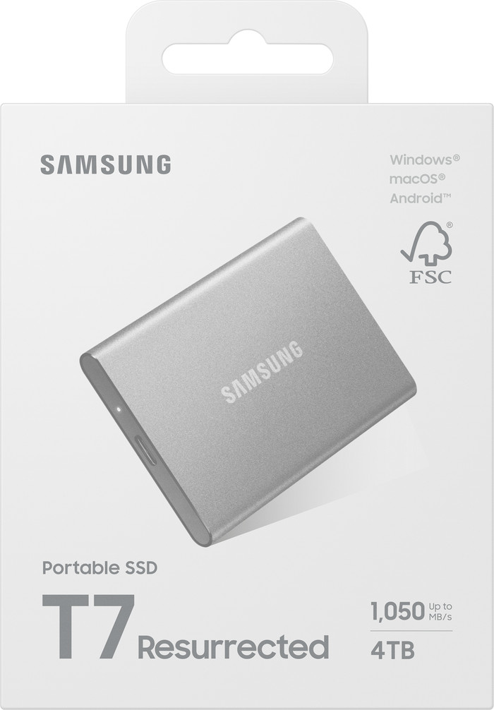 Samsung T7 Resurrected Portable SSD 4TB verpackung