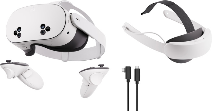 Meta Quest 3S 128GB + BlueBuilt PC Link-Kabel + Elite Strap mit Akku Main Image