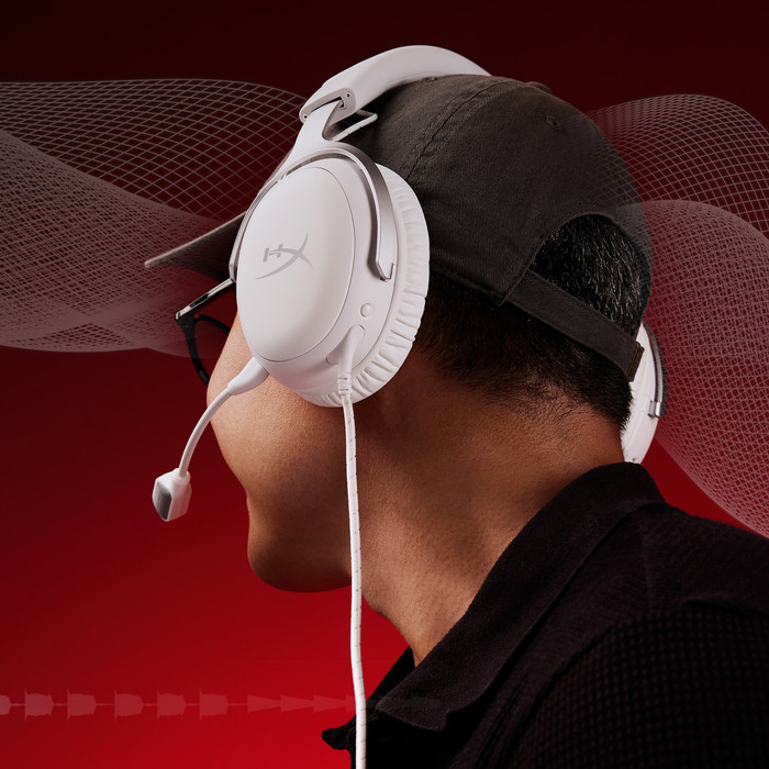 HyperX Cloud III Wired Gaming-Headset - Weiß (PC, PS5, Xbox Series X/S) visueller lieferant