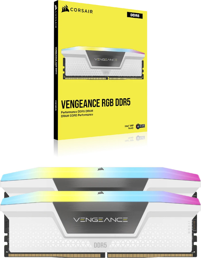 CORSAIR Vengeance RGB Weiß 32GB (2x 16GB) DDR5 DIMM 6.000 MT/s CL36 XMP/EXPO verpackung