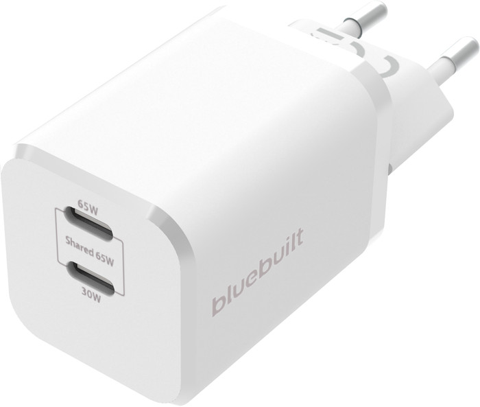 BlueBuilt Power-Delivery-Ladegerät mit 2 USB-C-Anschlüssen 65 W Weiß Main Image