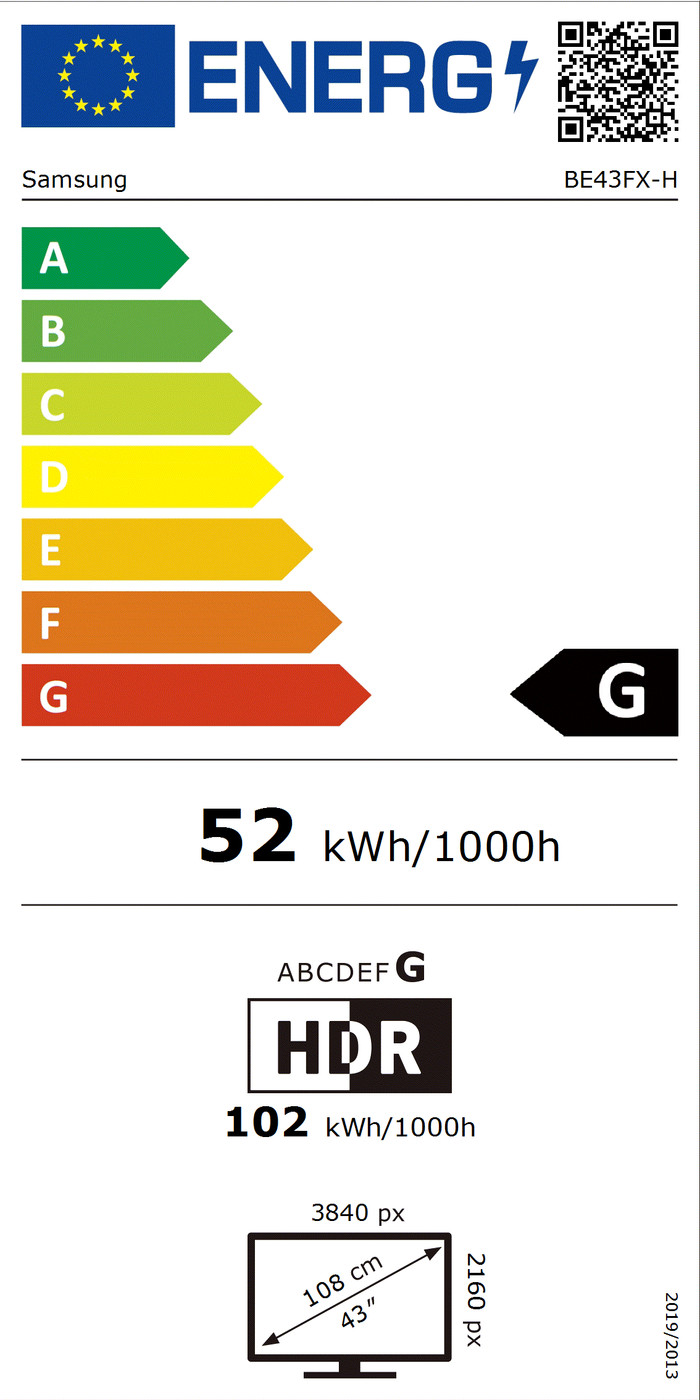 Samsung BEFX-H 43 Zoll energielabel