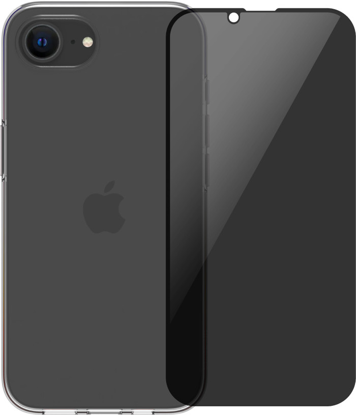 BlueBuilt Back Cover iPhone 16e Transparent + Privacy Filter Screen Protector Glass Main Image