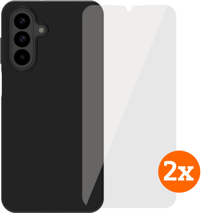 BlueBuilt Samsung Galaxy A26 Backcover Schwarz + Panzerglas Doppelpack Main Image