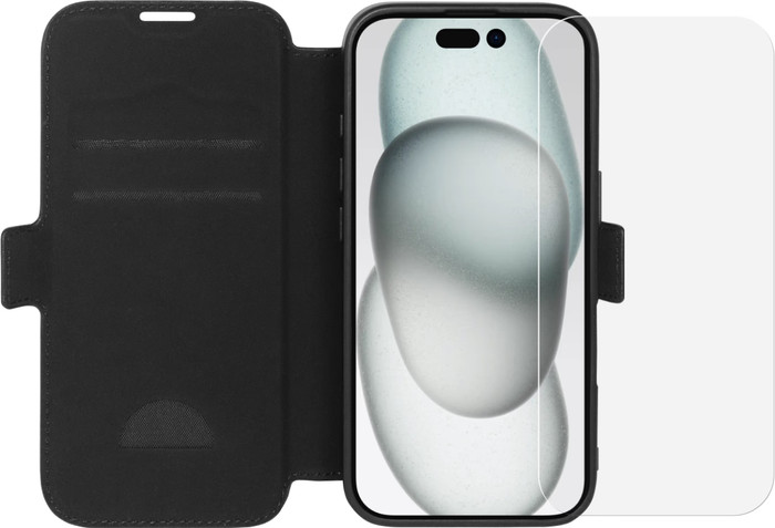 BlueBuilt Apple iPhone 16 Book Case Leder Schwarz + Panzerglas Main Image