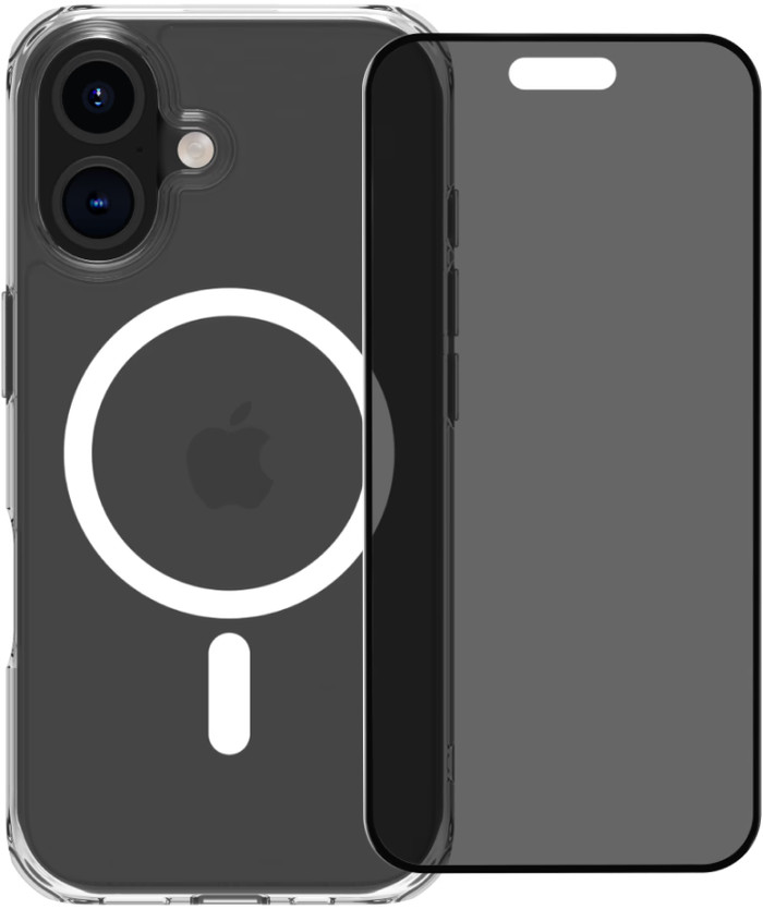 BlueBuilt Protective Cover mit MagSafe iPhone 16 Transparent + Privacy Displayschutz Main Image