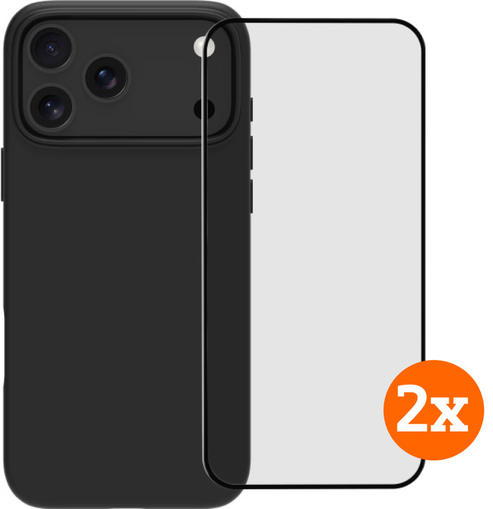 BlueBuilt Backcover iPhone 17 Pro Max Schwarz + Displayschutz Doppelpack Main Image