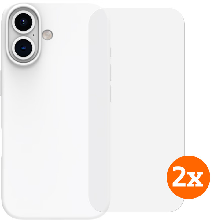BlueBuilt Backcover iPhone 16 Weiß + Panzerglas Doppelpack Main Image