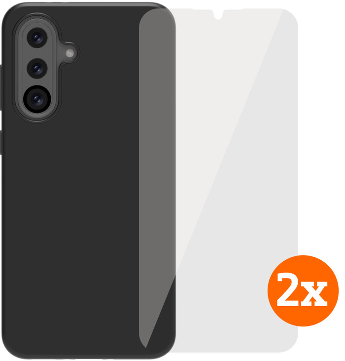 BlueBuilt Samsung Galaxy A36 Backcover Schwarz + Panzerglas Doppelpack Main Image