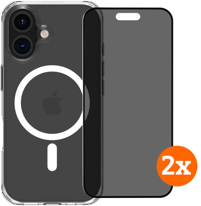 BlueBuilt Protective Cover with MagSafe iPhone 16 + Privacy Screen Protector Duo Pack Main Image