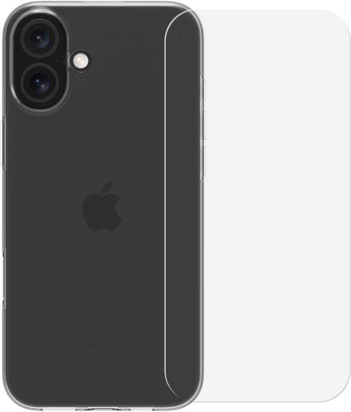BlueBuilt Back Cover Apple iPhone 16 Plus Transparent + Screen Protector Glass Main Image