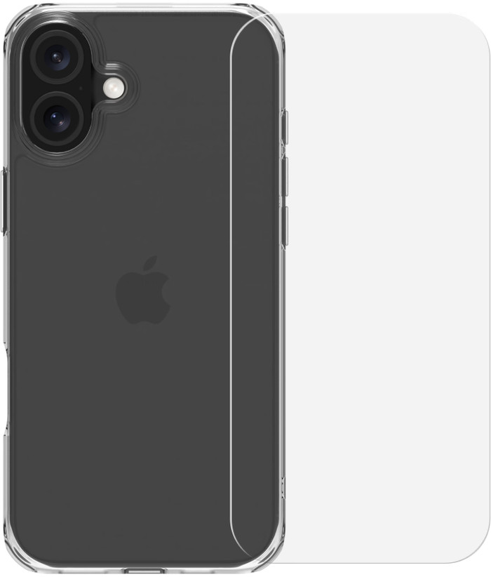 BlueBuilt Protective Back Cover iPhone 16 Plus Transparent + Screen Protector Glass Main Image