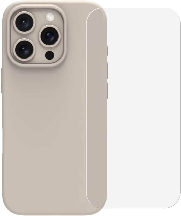 BlueBuilt Backcover iPhone 16 Pro Beige + Panzerglas Main Image