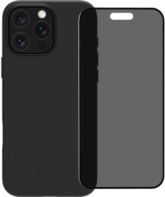 BlueBuilt Back Cover iPhone 16 Pro Black + Privacy Filter Screen Protector Glass Main Image