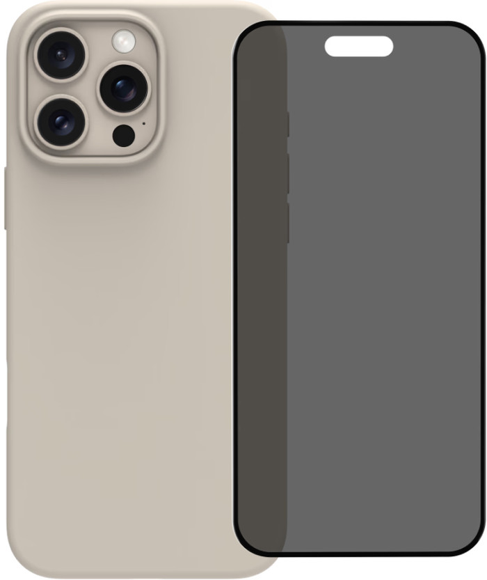 BlueBuilt Back Cover iPhone 16 Pro Max Beige + Privacy Filter Glass Screen Protector Main Image