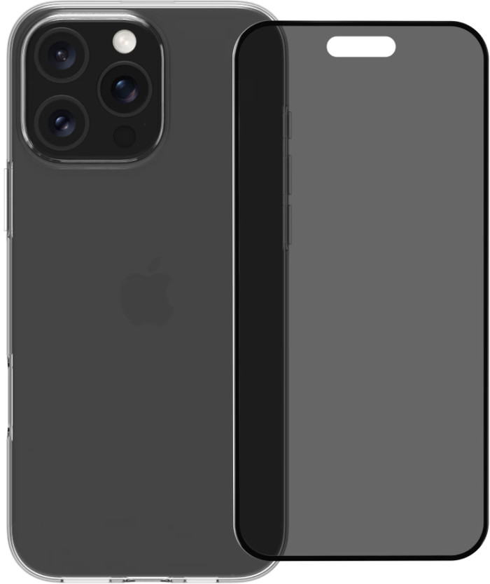 BlueBuilt Back Cover iPhone 16 Pro Max Transparent + Privacy Filter Glass Screen Protector Main Image