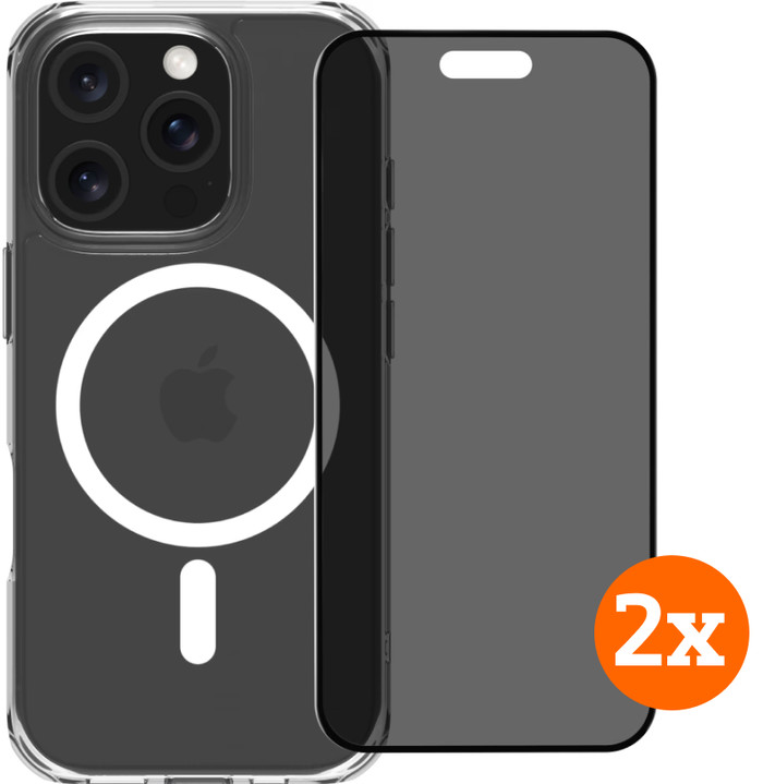 BlueBuilt Protective Cover with MagSafe iPhone 16 Pro + Privacy Screen Protector Duo Pack Main Image