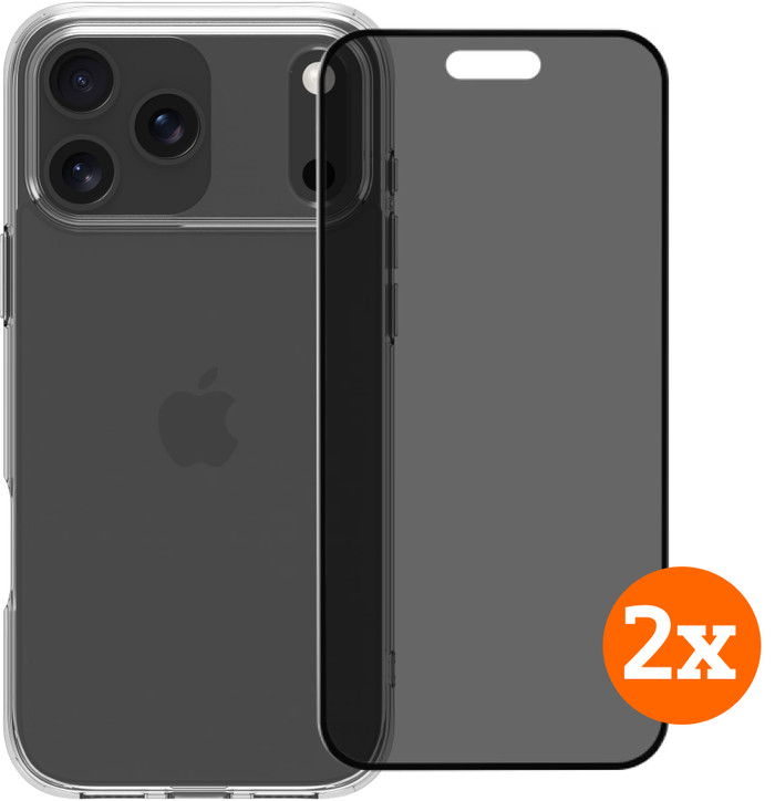 BlueBuilt Protective Cover MagSafe iPhone 17 Pro Max Transparent + Privacy Protector Doppelpack Main Image