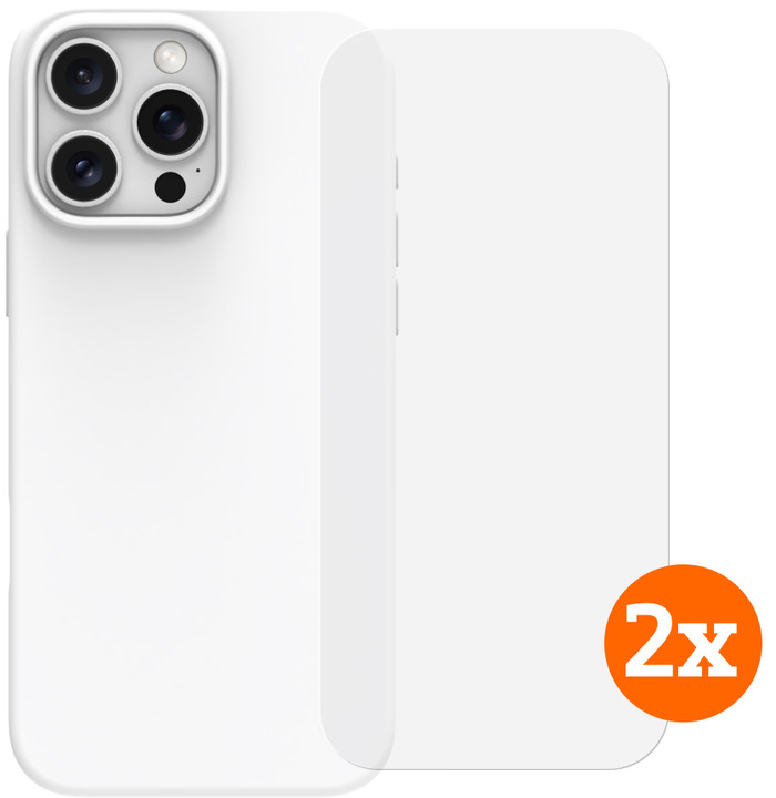 BlueBuilt Backcover iPhone 16 Pro Max Weiß + Panzerglas Doppelpack Main Image