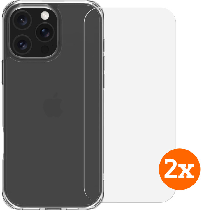 BlueBuilt Protective Backcover iPhone 16 Pro Max Transparent + Displayschutz Doppelpack Main Image