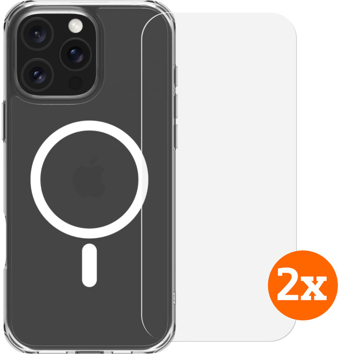 BlueBuilt Protective Backcover mit MagSafe iPhone 16 Pro Max + Displayschutz Doppelpack Main Image