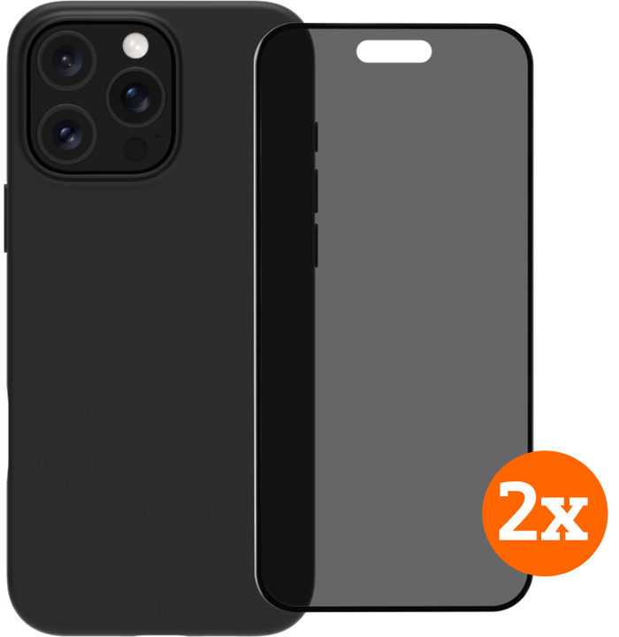 BlueBuilt Back Cover iPhone 16 Pro Max Black + Privacy Filter Screen Protector Duo Pack Main Image
