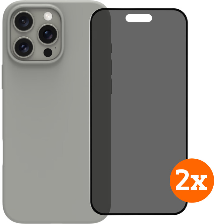 BlueBuilt Back Cover iPhone 16 Pro Max Gray + Privacy Filter Screen Protector Duo Pack Main Image