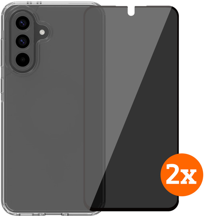 BlueBuilt Protective Cover Samsung Galaxy A56 Transparent + Privacy Protector Doppelpack Main Image