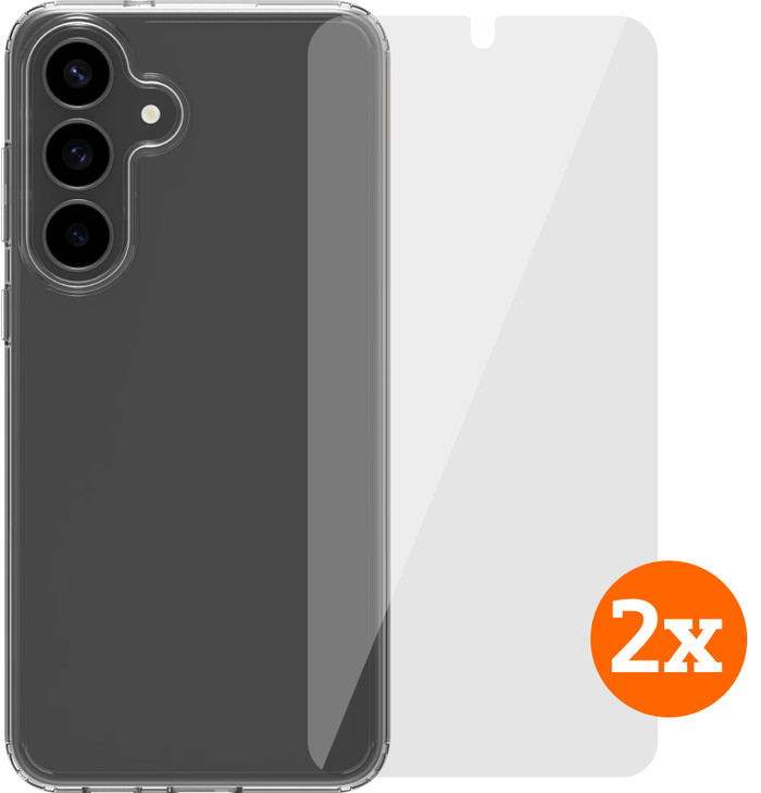 BlueBuilt Protective Cover Samsung Galaxy S25 FE Transparent + Screen Protector Duo Pack Main Image