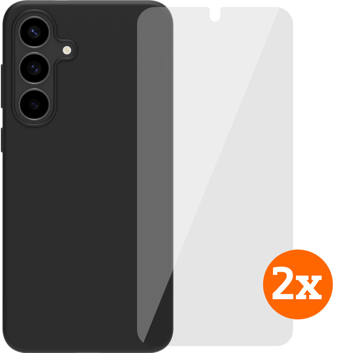 BlueBuilt Samsung Galaxy S25 FE Backcover Schwarz + Panzerglas Doppelpack Main Image