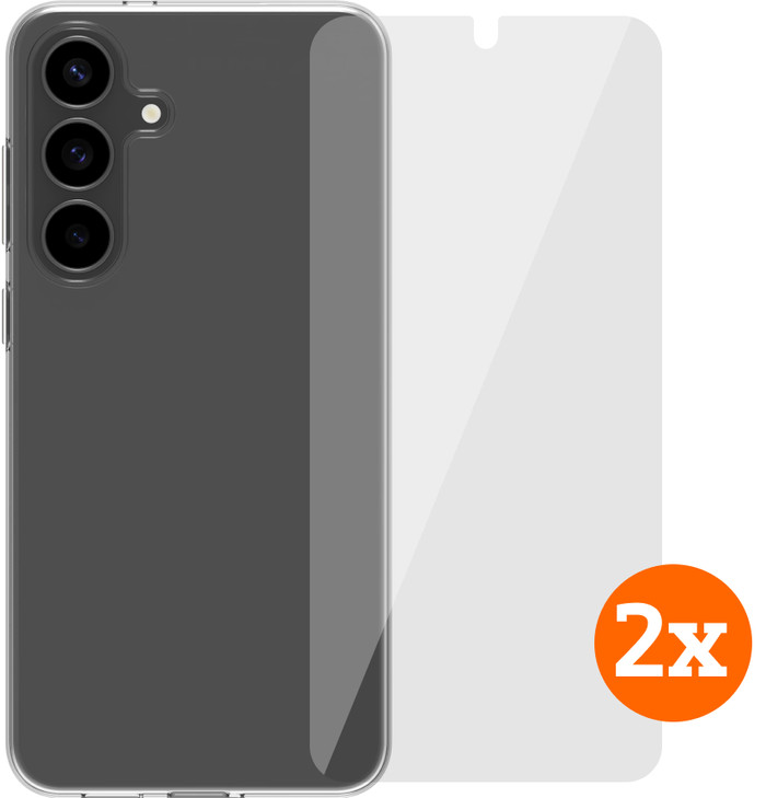 BlueBuilt Samsung Galaxy S25 FE Backcover Transparent + Panzerglas Doppelpack Main Image