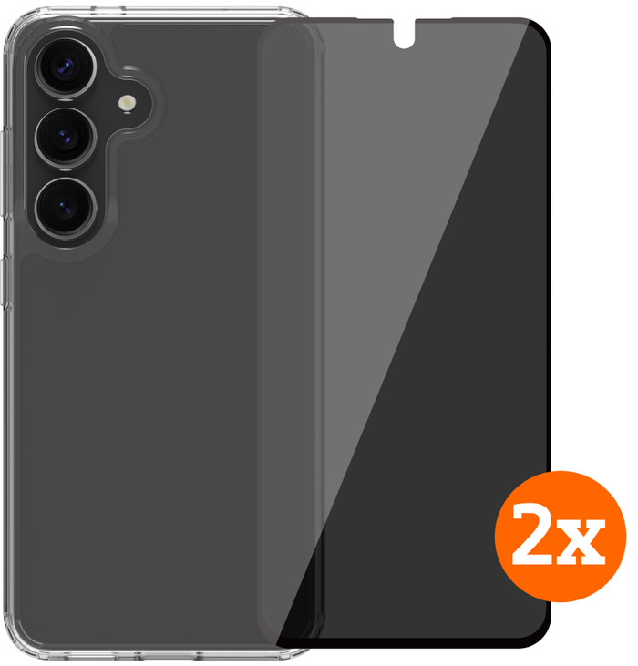 BlueBuilt Protective Cover Samsung Galaxy S25 Transparent + Privacy Protector Doppelpack Main Image