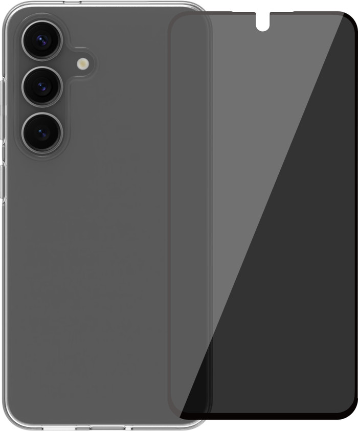 BlueBuilt Samsung Galaxy S25 Back Cover Transparent + Privacy Screen Protector Glass Main Image