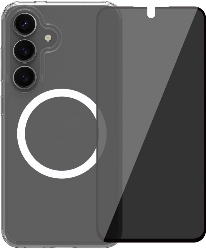 BlueBuilt Back Cover Samsung Galaxy S25 Transparent + BlueBuilt Privacy Screen Protector Glass Main Image