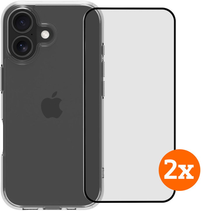 BlueBuilt Protective Back Cover iPhone 17 Transparent + Screen Protector Glass Duo Pack Main Image